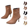 thumbnail image 1 of Womens Chic Ankle Booties Pointed Toe Stiletto Heel Shoes Side Zip Faux Suede Fashion Short Party Evening Date Night Office Daily Wear Boots, 1 of 10