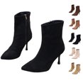 thumbnail image 1 of Womens Chic Ankle Booties Pointed Toe Stiletto Heel Shoes Side Zip Faux Suede Fashion Short Party Evening Date Night Office Daily Wear Boots, 1 of 10
