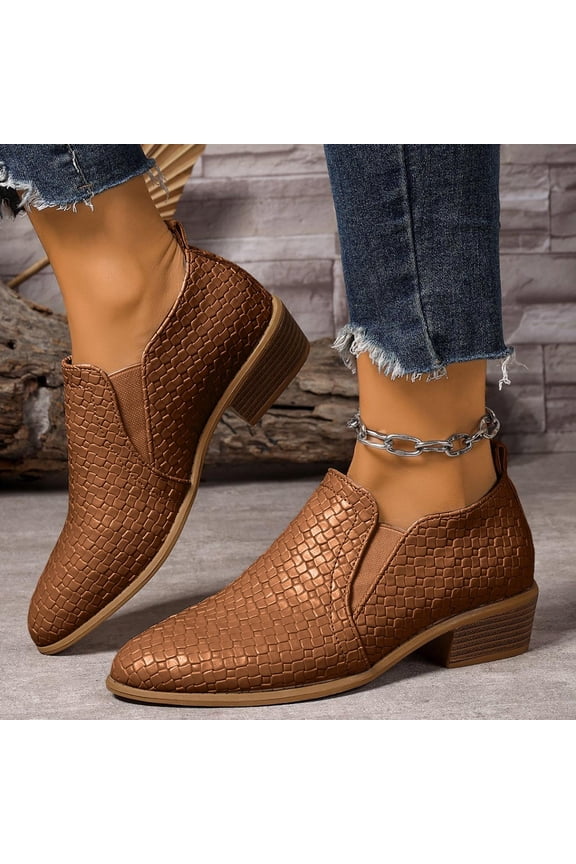 Womens Ankle Boots Chunky Mid Heel Booties Retro Square Pointed Toe Short Boots Heeled Shoes,Women's Ankle Booties Low Stacked Heel Pointed Toe Leather Walking Outdoor Fall Boot for Women 2042