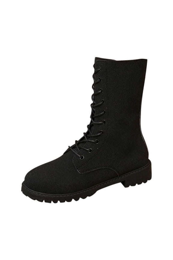 Womens Ankle Boots Fall Winter Warm Soft Lining Slouchy Booties Low Heel Non Slip Short Boots Round Toe Military Boot with Side Zipper