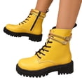 thumbnail image 1 of Womens Ankle Boots Fashion Leather Lace up Lug Sole Chunky Heel Platform Double Ankle Straps Combat Booties, 1 of 6