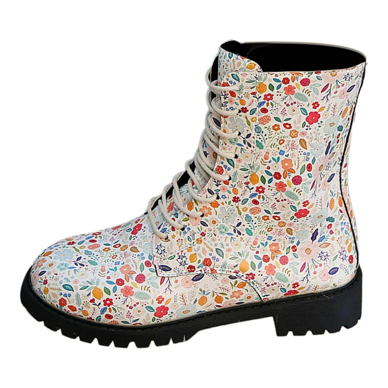 Ladies floral ankle boots clearance