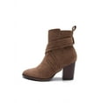 thumbnail image 1 of Womens Ankle Boots Slip on Pointed Toe Chunky Block Mid Heel Leather Elastic Panel Casual Chelsea Western Booties, 1 of 10
