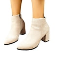 thumbnail image 1 of Womens Ankle Boots Suede Chunky Block Heel Pointed Toe Zipper Fall Booties Casual Dressy Short Boots, 1 of 7