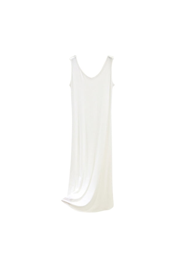 Womens Ankle Lenght Nightgown Soft Modal Sleeveless Sleepwear Casual Loose Full Slip Under Dress Summer Clothes