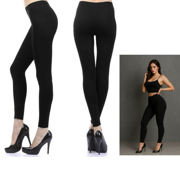 Womens Ankle Length Footless Tights Pantyhose Seamless Stretch Opaque Black !