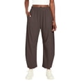 thumbnail image 1 of Womens Ankle Pants Quick Dry Hiking Pants Wide Leg High Waisted Baggy Trousers with Pockets Brown S, 1 of 10