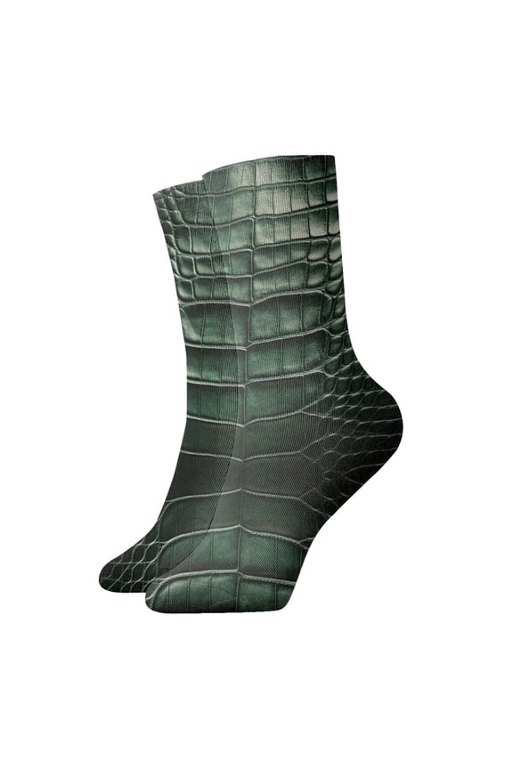 Womens Ankle Quarter Socks Alligator Skin Seamless Green Texture Mens Printed Crew Socks