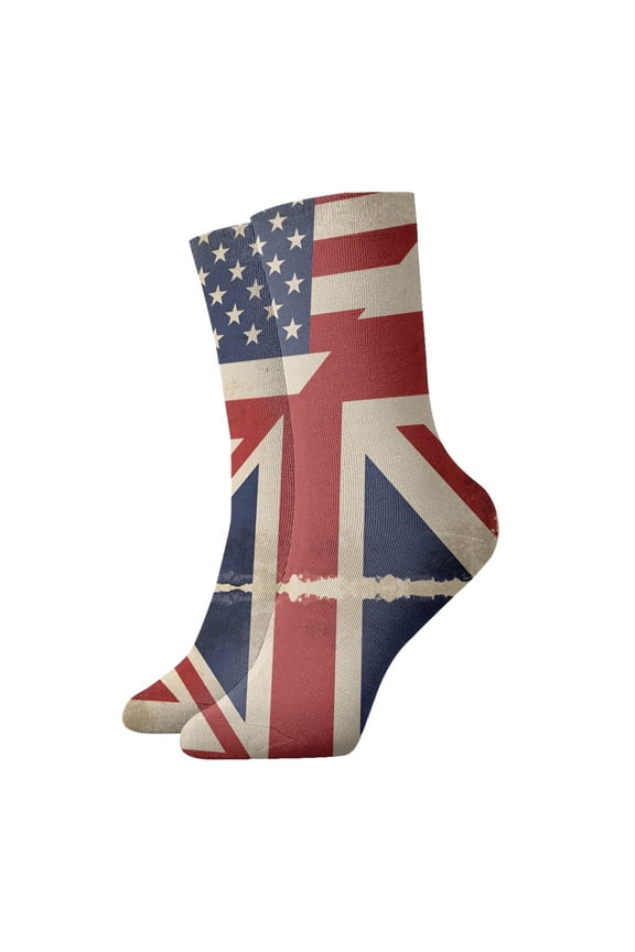 Womens Ankle Quarter Socks America British Flag Mens Printed Crew Socks