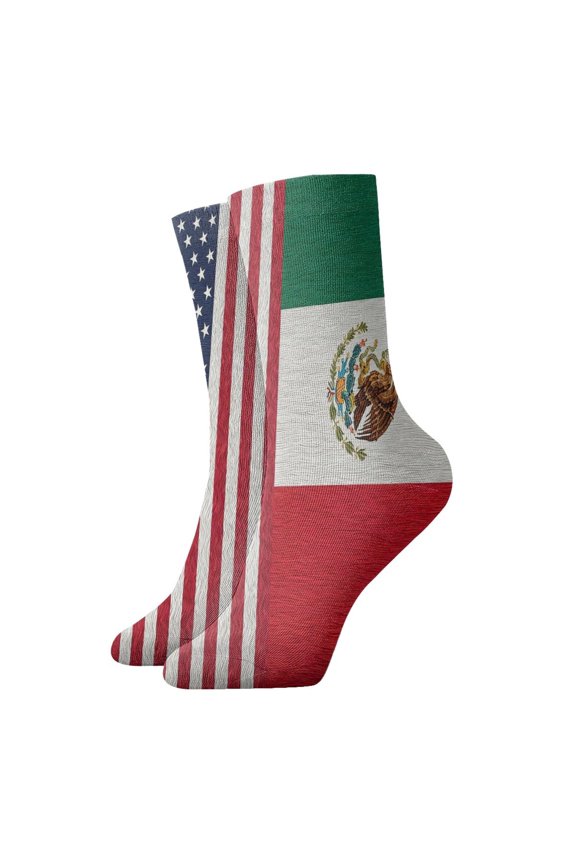 Womens Ankle Quarter Socks America Mexican Flag Mens Printed Crew Socks