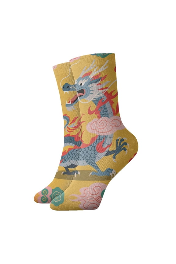 Womens Ankle Quarter Socks Ancient Chinese Qing Dynasty Eror'S Dragon Mens Printed Crew Socks