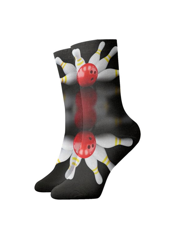 Womens Ankle Quarter Socks Bowling Bottle Print Mens Printed Crew Socks