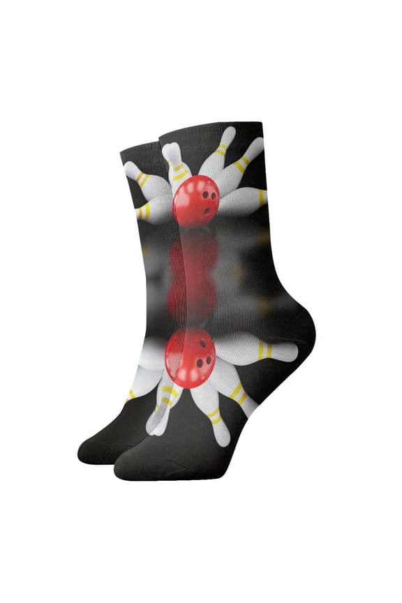 Womens Ankle Quarter Socks Bowling Bottle Print Mens Printed Crew Socks
