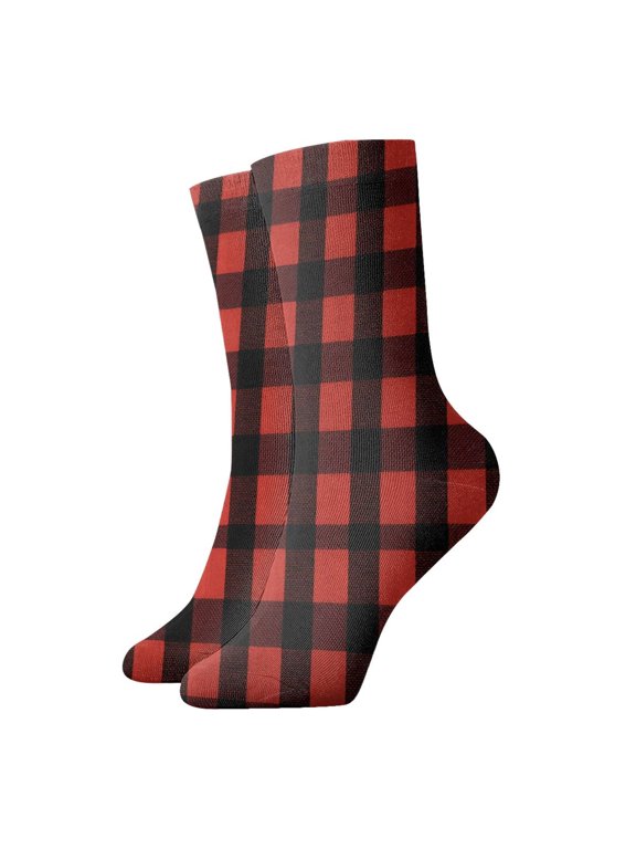 Womens Ankle Quarter Socks Buffalo Plaid Mens Printed Crew Socks