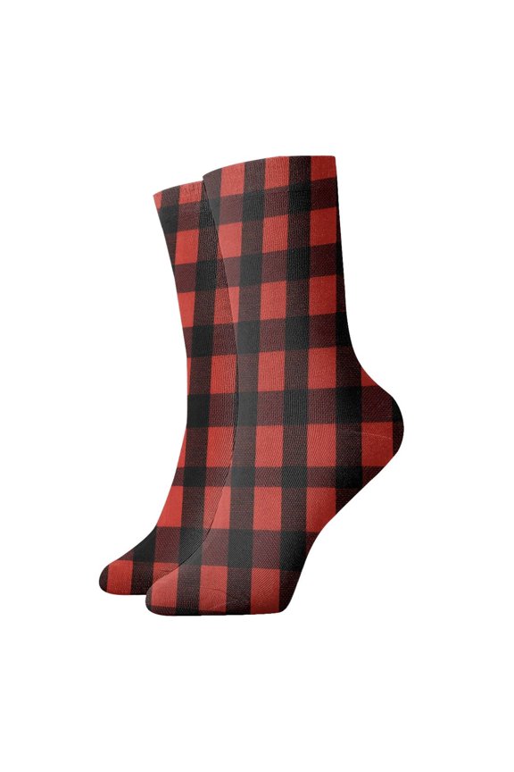 Womens Ankle Quarter Socks Buffalo Plaid Mens Printed Crew Socks