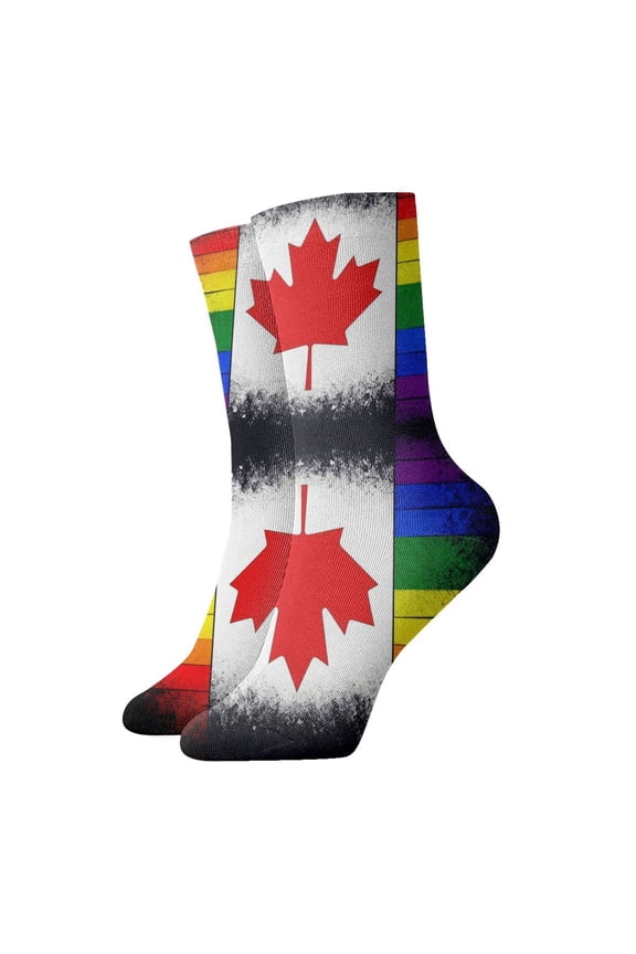 Womens Ankle Quarter Socks Canada Gay Pride Flag Mens Printed Crew Socks