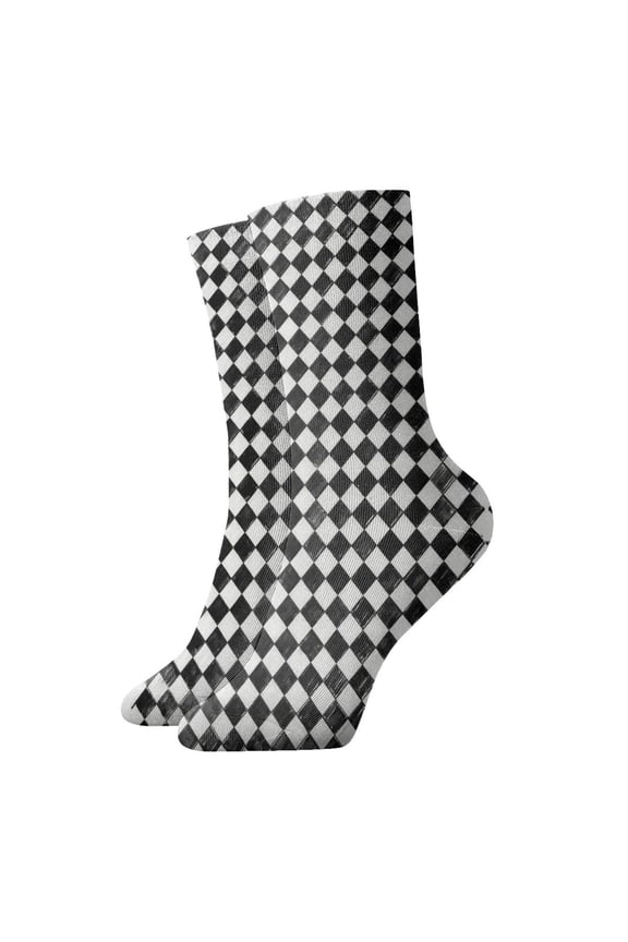 Womens Ankle Quarter Socks Checkerboard Chess Mens Printed Crew Socks