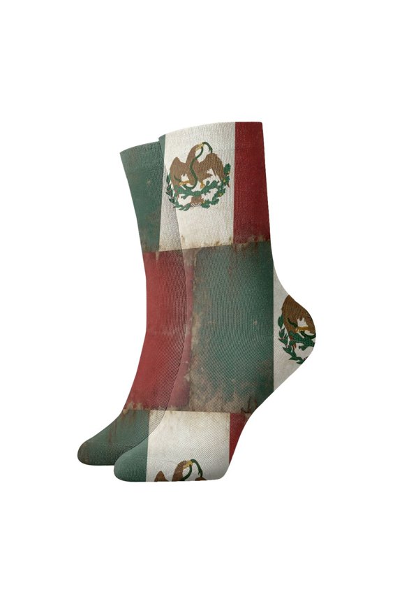 Womens Ankle Quarter Socks Flag Of Mexican Mens Printed Crew Socks