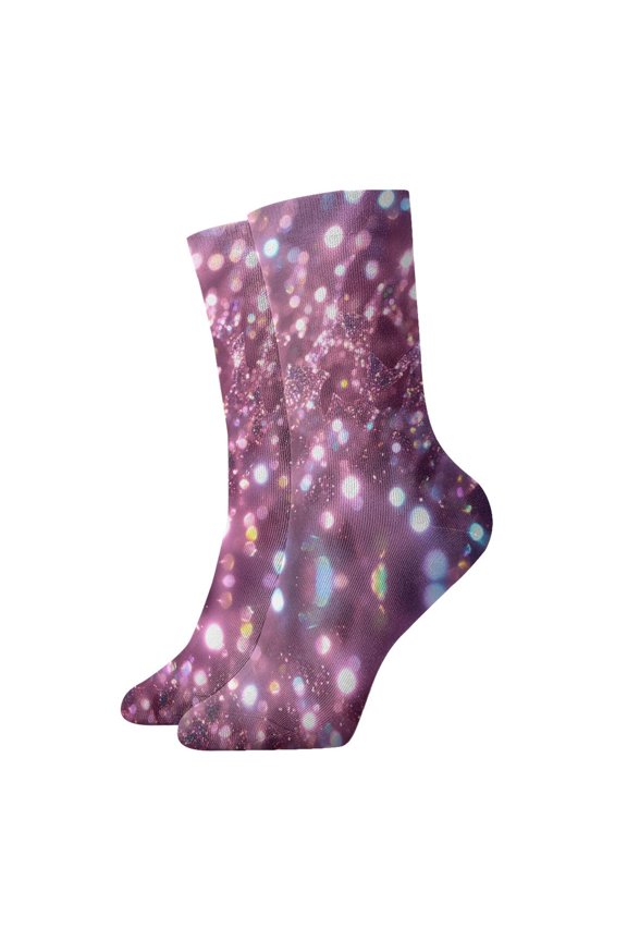 Womens Ankle Quarter Socks Glitter Sparkles Shimmer Mens Printed Crew Socks