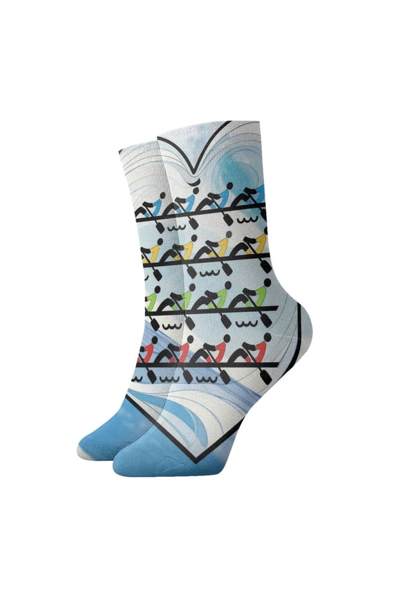 Womens Ankle Quarter Socks Love Rowing In Sea Mens Printed Crew Socks