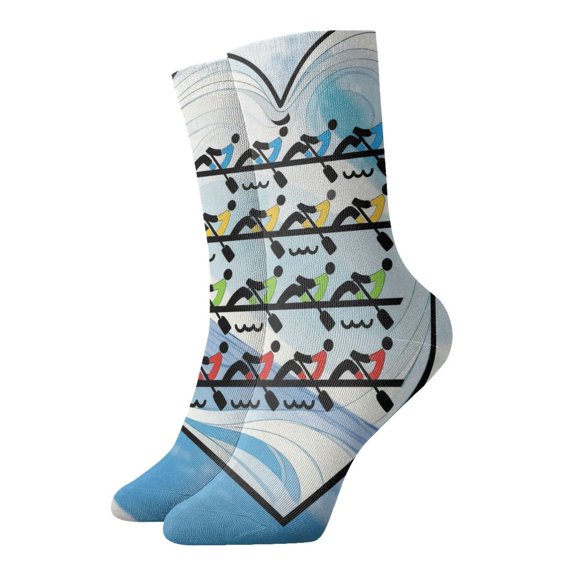 Womens Ankle Quarter Socks Love Rowing In Sea Mens Printed Crew Socks