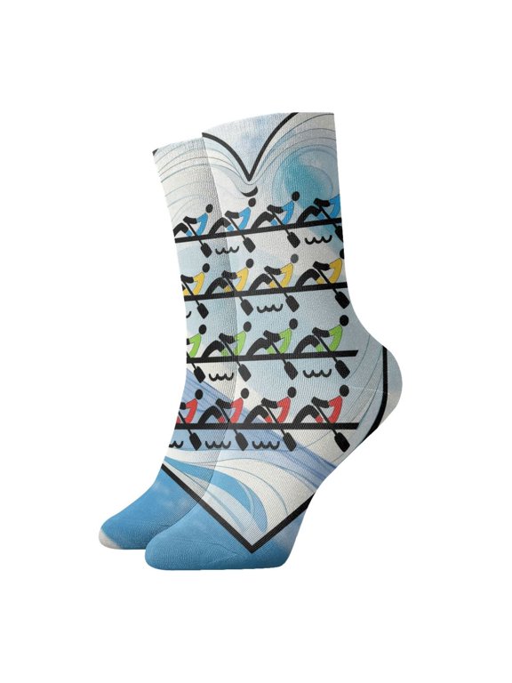 Womens Ankle Quarter Socks Love Rowing In Sea Mens Printed Crew Socks