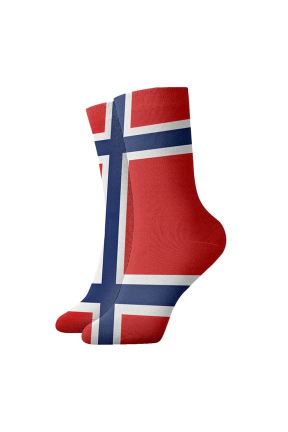 Womens Ankle Quarter Socks Norway Flag Mens Printed Crew Socks