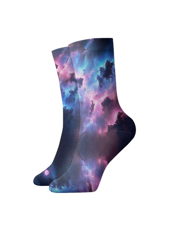 Womens Ankle Quarter Socks Outer Space Galaxy Mens Printed Crew Socks