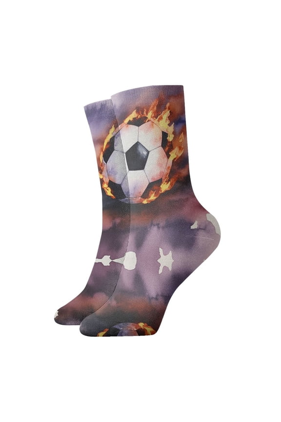 Womens Ankle Quarter Socks Soccer-Flame Splashing Mens Printed Crew Socks