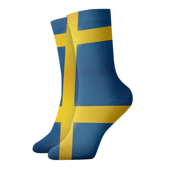 Womens Ankle Quarter Socks Swedish Flag Mens Printed Crew Socks