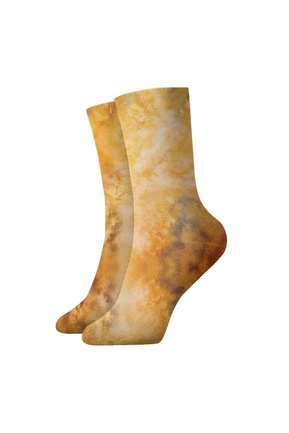 Womens Ankle Quarter Socks Yellow Tie Dye Water Color Mens Printed Crew Socks