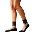 thumbnail image 1 of Womens Ankle Sheer Mesh Socks Transparent Embroidered Lace Sock Spring Summer Fashion Thin Floral See Through Socks Black Free Size, 1 of 1