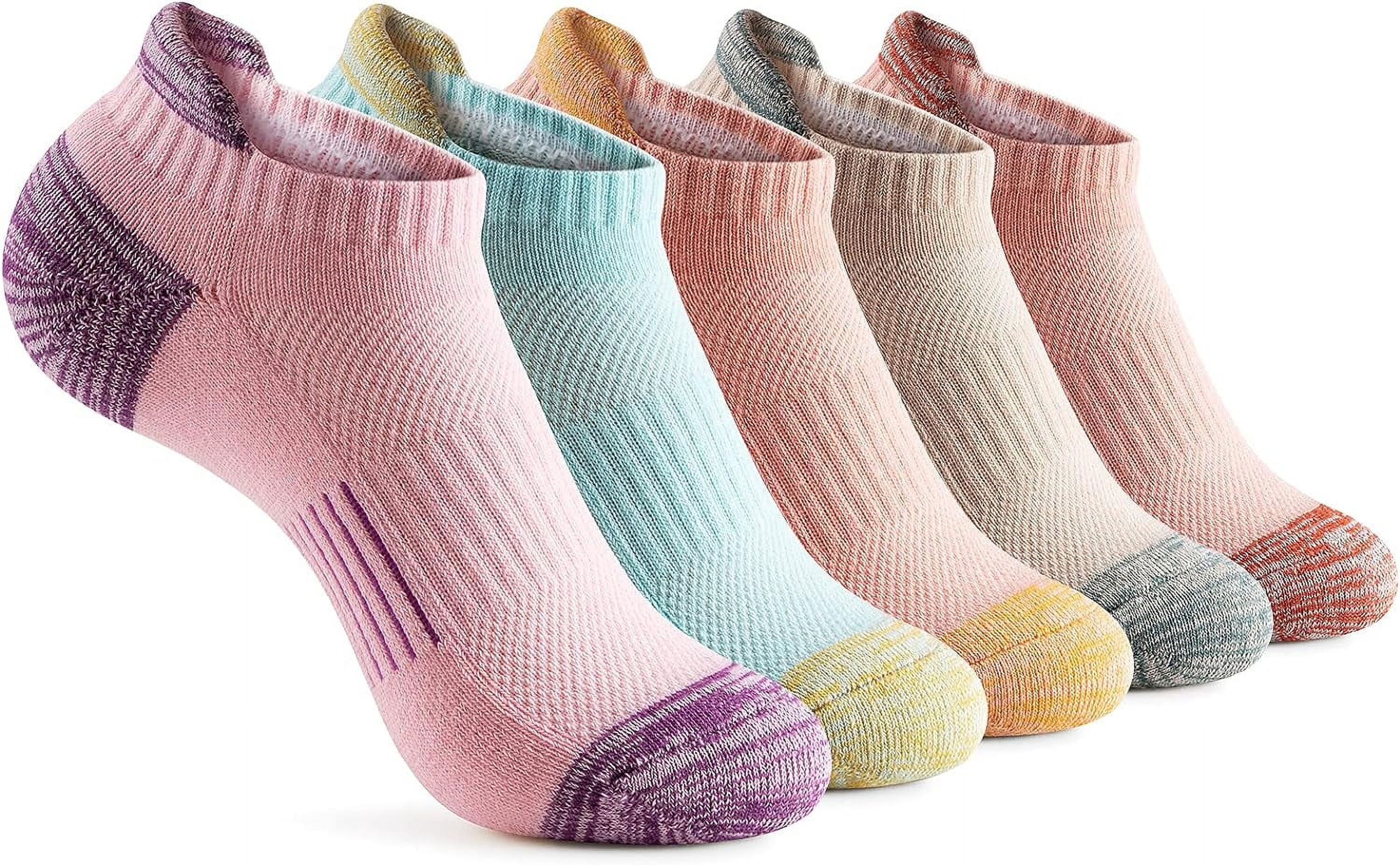 Womens Ankle Socks 5 Pairs Cushioned Running Athletic No Show Socks With Tab