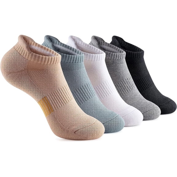 Womens Ankle Socks 5 Pairs Cushioned Running Athletic No Show Socks With Tab