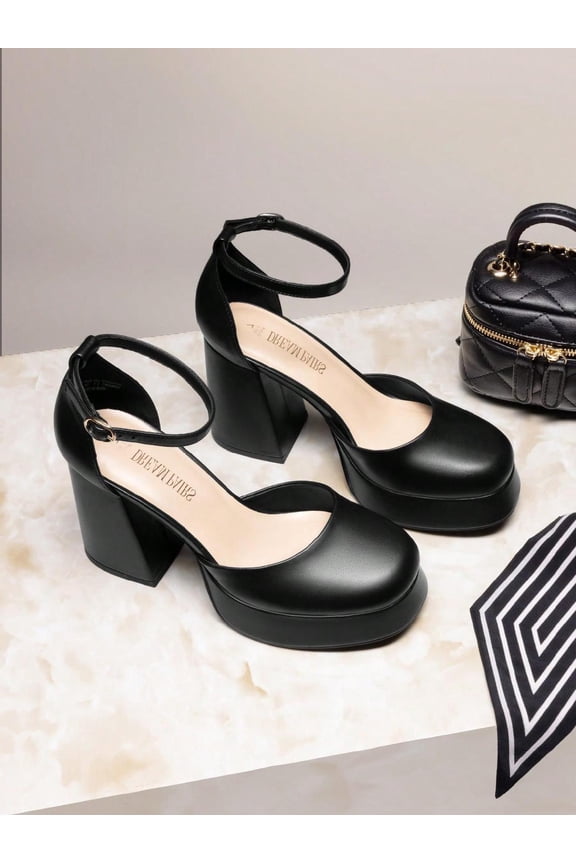 Womens Ankle Strap Chunky Platform High Heels Closed Toe Block Dress Prom Wedding Party Pumps 2026