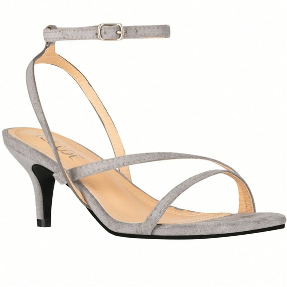 Womens Ankle Strap Sandal Heels Low Kitten Heel Square Toe Strappy Heeled Sandals