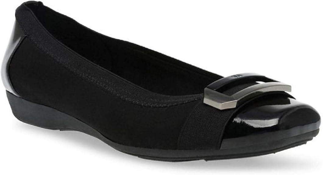 Womens Anne Klein Uplift Buckle Wedge Flats Black Combo Walmart