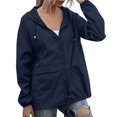 thumbnail image 1 of Womens Anorak Jacket Solid Color Zip Up Pockets Contrast Design Hooded Long Sleeve Outdoor Blue M, 1 of 6