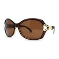 thumbnail image 1 of Womens Anti-Glare Polarized Oval Round Butterfly Buckle Hinge Sunglasses All Brown, 1 of 4