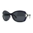 thumbnail image 1 of Womens Anti-Glare Polarized Oval Round Butterfly Buckle Hinge Sunglasses Purple Black, 1 of 4