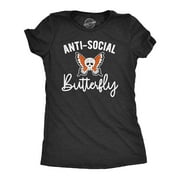 Womens Anti-Social Butterfly T Shirt Funny Introvert Skull Tee Womens Graphic Tees