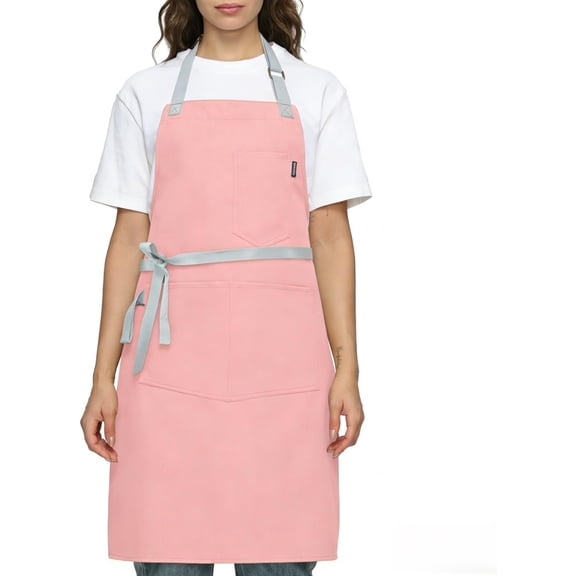 Womens Apron With Pockets Adjustable Strap,Apron For Men 38.5" Extra-Long Straps Fit Types,Chef Apron For Kitchen Garden Barbecue Woodworking. ()
