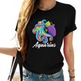 thumbnail image 1 of Womens Aquarius Zodiac Sign T-Shirt Black 2X-Large, 1 of 5