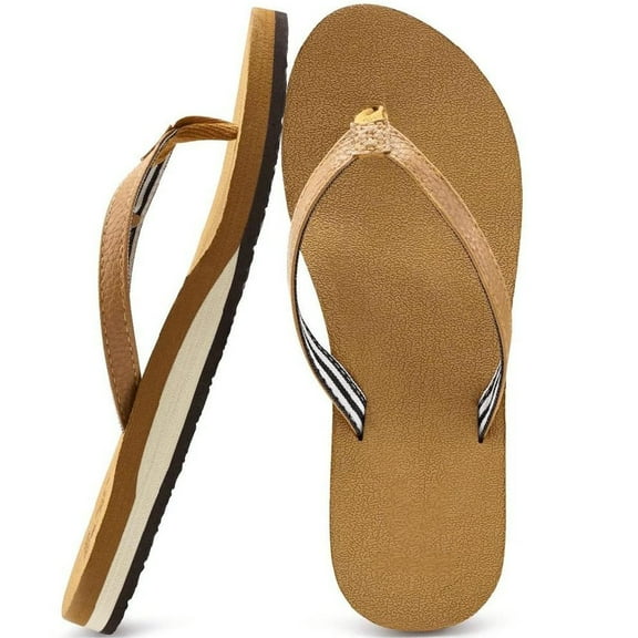 Womens Arch Support Flip Flops, Comfortable Yoga Mat Cushion Slip-On Walking Sandals