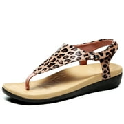 Womens Arch Support Sandals Orthotic Adjustable Thong Flip Flops Leopard 7