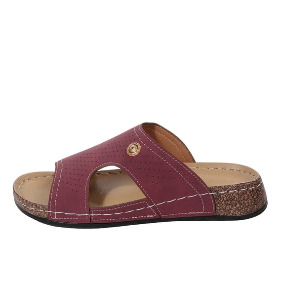 Womens Arch Support Slide Sandals Comfortable Breathable Slip On Round Toe Orthotic Flat Beach Slides For Daily Casual Walking Vacation Holiday