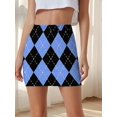 thumbnail image 1 of Womens Argyle Diamond Pattern Bodycon Mini Skirt Multicolor Casual, 1 of 3