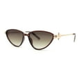 thumbnail image 1 of Womens Arrow Triangle Jewel Hinge Thin Plastic Cat Eye Designer Sunglasses All Brown, 1 of 4