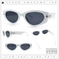 thumbnail image 1 of Womens Art Deco Mod Thick Temple Cat Eye Sunglasses White - Black, 1 of 10