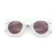 thumbnail image 1 of Womens Art Nouveau Deco Thick Plastic Horn Rectangle Sunglasses White - Brown, 1 of 8